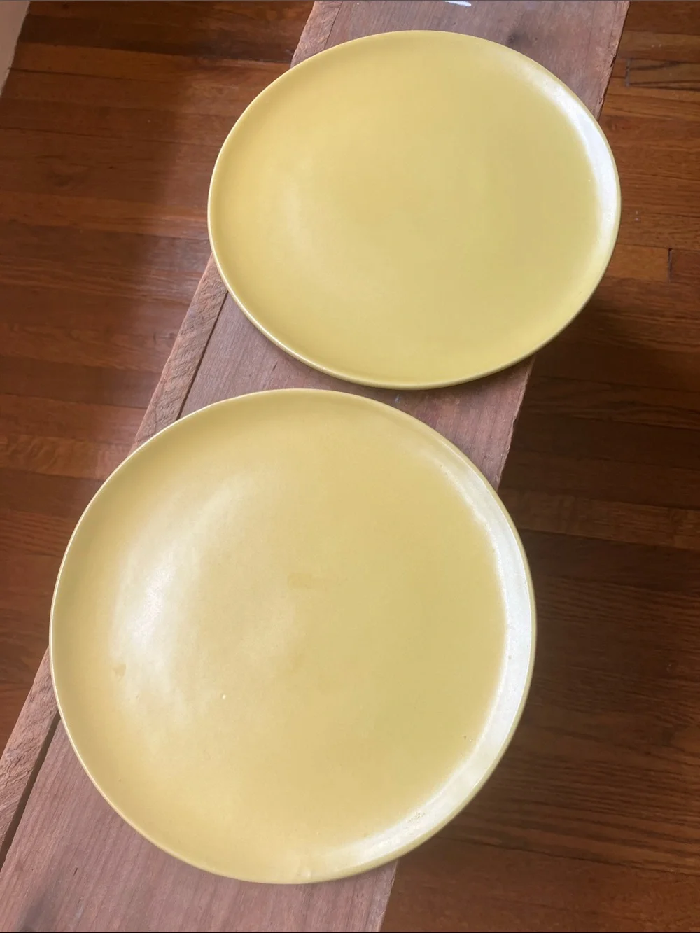 Crate&Barrel Soft Yellow Ceramic Dinner Plates — Set of 2